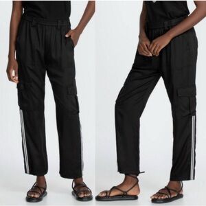 Johnny Was Womens Gorpcore Striped Straight Leg Pull On Cargo Pants Size S Black